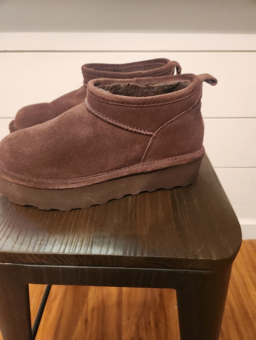 Ladies BearPaw Brown Suede Short Platform Ankle Booties